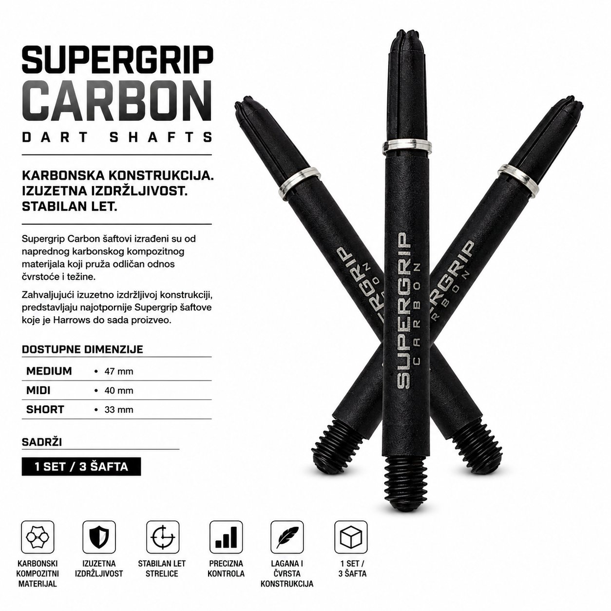 Harrows Supergrip Carbon shaft za pikado