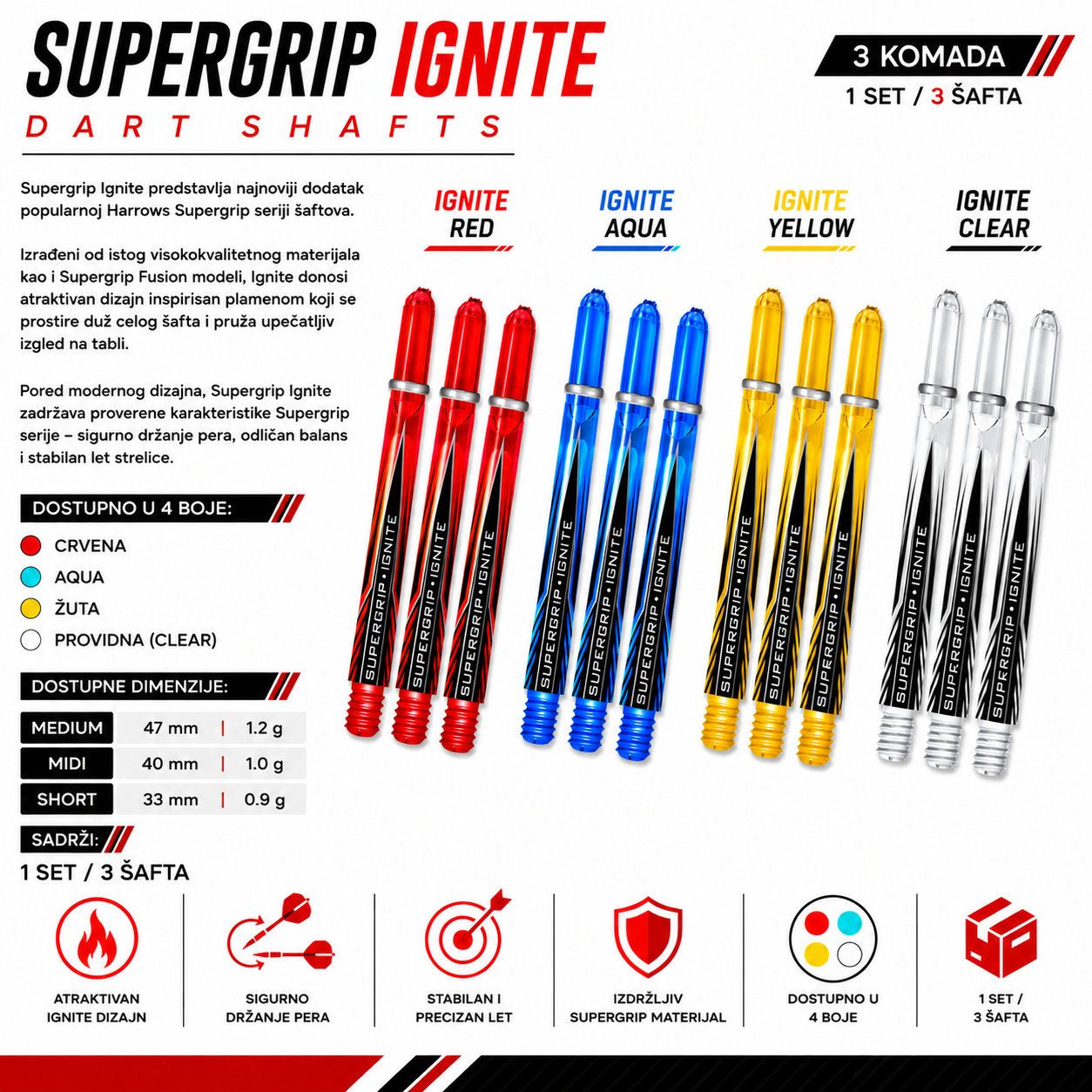 Harrows Supergrip Ignite shaft za pikado