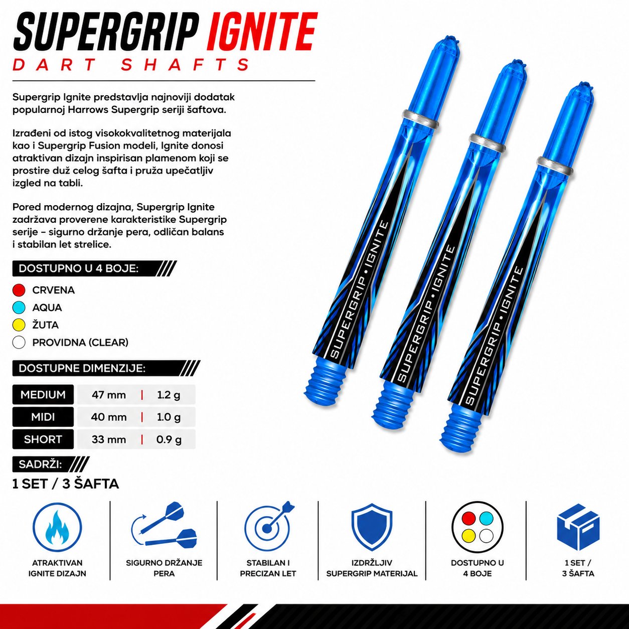 Harrows Supergrip Ignite shaft za pikado