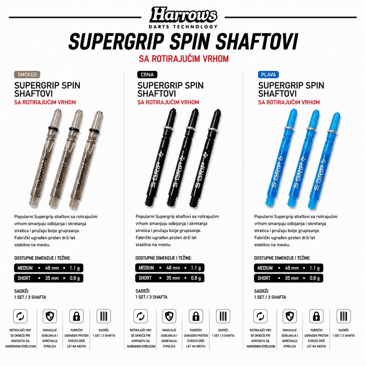 Harrows Supergrip Spin shaft za pikado