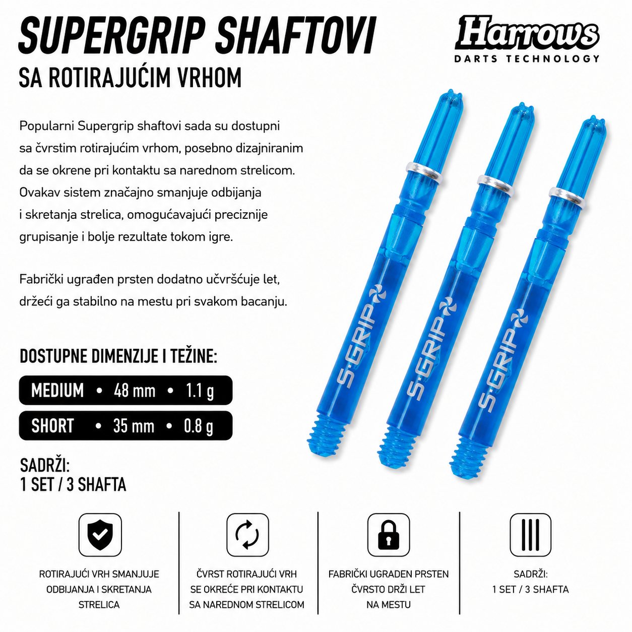 Harrows Supergrip Spin shaft za pikado